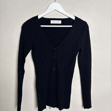 Samsøe schwarzer gerippter Cardigan