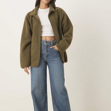 Veste en polaire Sherpa olive