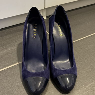 Décolleté in pelle blu Lauren Ralph Lauren