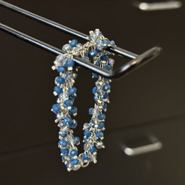 Bracelet bleu et argent en perles