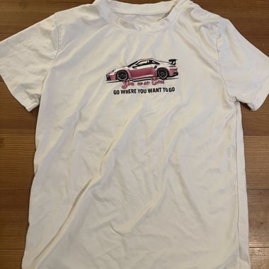 Weisses Auto Print T-Shirt