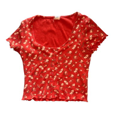 Top floreale rosso