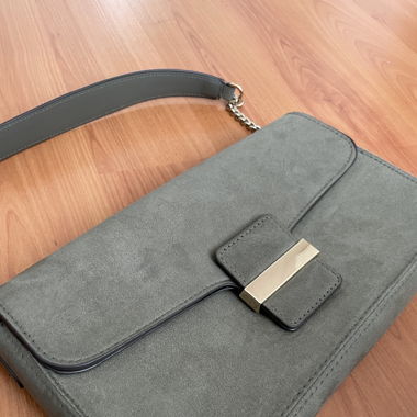 Olive green suede look mini bag