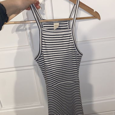 black white striped dress