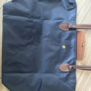 Sac cabas bleu marine avec anses marron