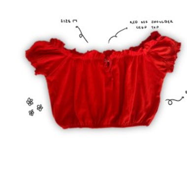 red off shoulder crop top