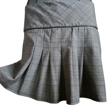 Grey Plaid Pleated Mini Skirt Camaïeu