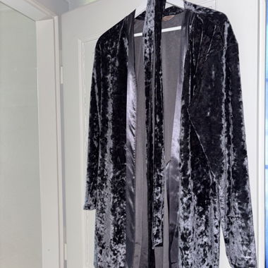 Grey Velvet Kimono robe