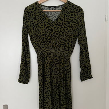Abito Etam verde stampa leopardata XS