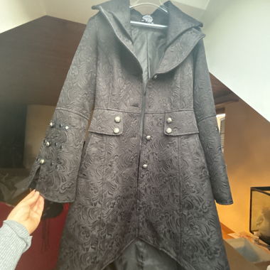 Long Black Gothic Jacquard Coat