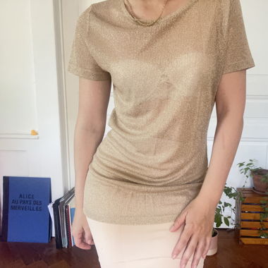 Long t shirt doré transparent 