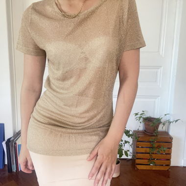 Long t shirt doré transparent 