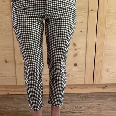 Black and white check trousers