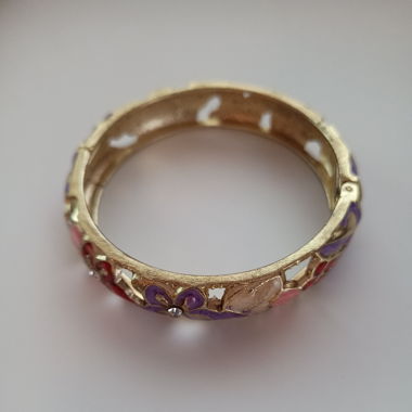 Bangle Armband Gold/farbig mit Blüten