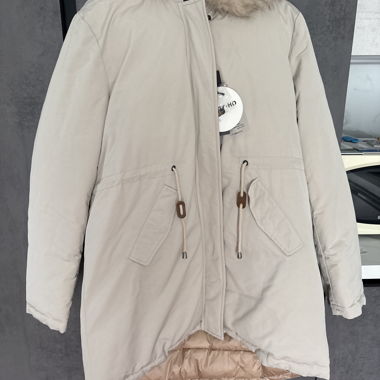 Parka invernale beige reversibile con capuccio