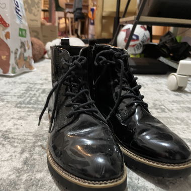black shiny boots
