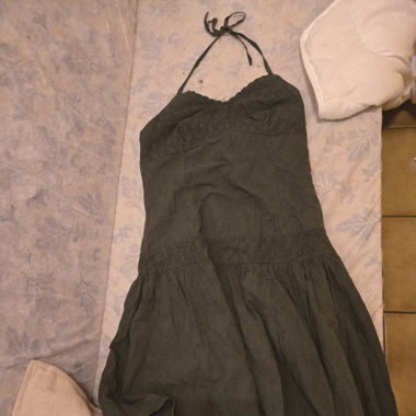 Robe bustier kaki à nouer