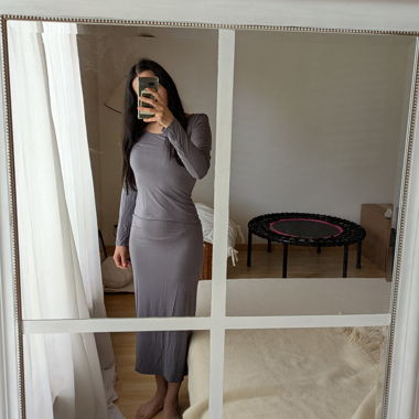 Robe longue en viscose grise