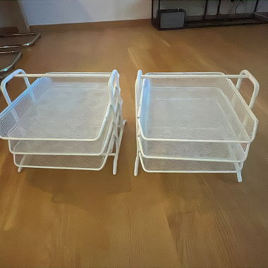Paniers de rangement métalliques blancs, 2 pièces