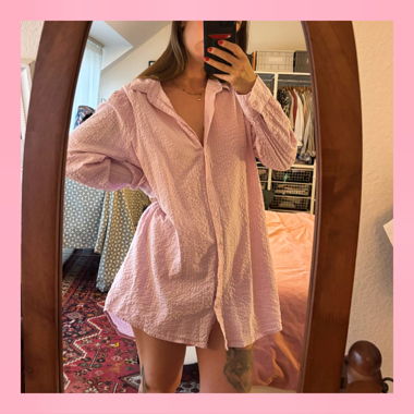 Pink lilac shirt dress PIECES