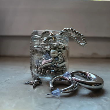 Y2K Jewellery Jar/earrings & more alternate. chrome