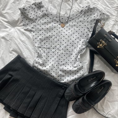 T-shirt blanc à pois