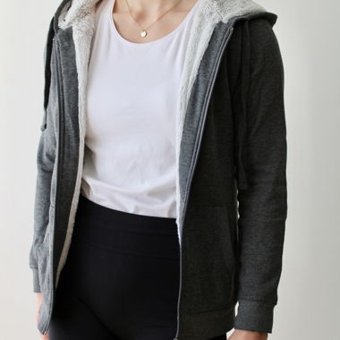Veste à capuche sweat doublée, gris foncé