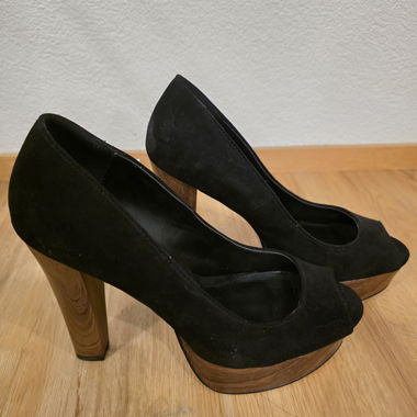 Even&Odd schwarze Plateau-Peeptoe-Pumps