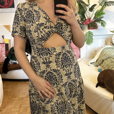 Robe longue motif bleu et blanc