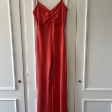 Red Pleated Jumpsuit