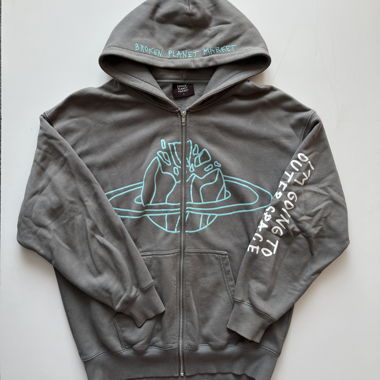 felpa con zip Broken Planet grigia