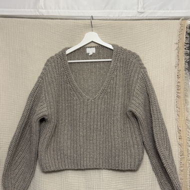 Pull en maille beige taupe 
