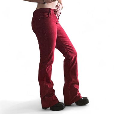 red vintage corduroy bootleg pants