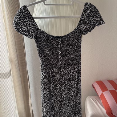Black mini dress with pattern