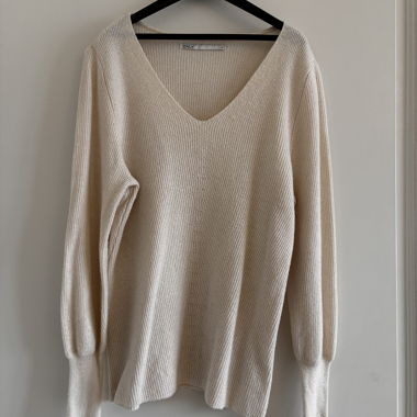 ONLY V-Ausschnitt-Pullover in Cremeweiss
