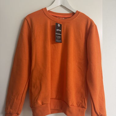 Orange crewneck sweatshirt