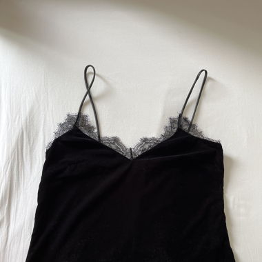 Chemisette noire dentelle velours