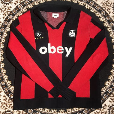 Obey red and black sweater