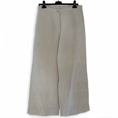 Pantalon ample en mélange de lin beige