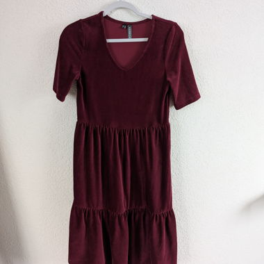 Vestito bordeaux in velluto a coste
