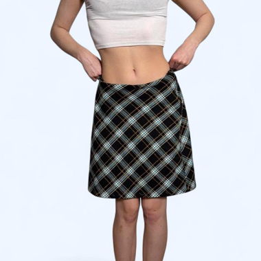 Vintage 90er Dark Plaid Tartan Midirock