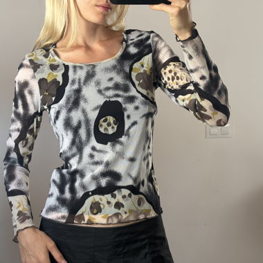 unique printed mesh longsleeve
