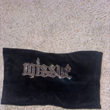 MISSUE CROP TOP, BLACK RHINESTONE