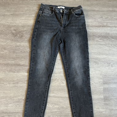 Schwarz/graue Skinny Jeans