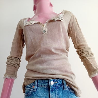 Bluse, S, beige