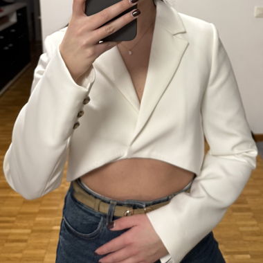 Blazer court blanc Zara, taille S, avec étiquette 