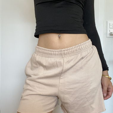 Beige shorts with elastic waistband