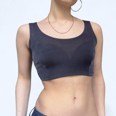 Vintage Sheer Crop Top Grau