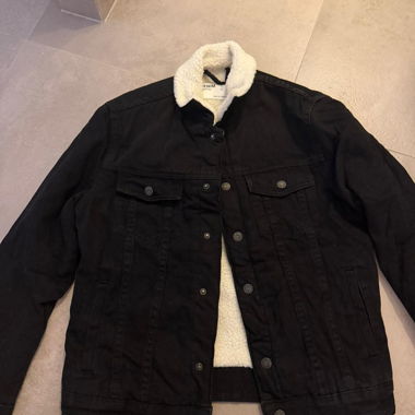 Black Denim Jacket with Sherpa Lining
