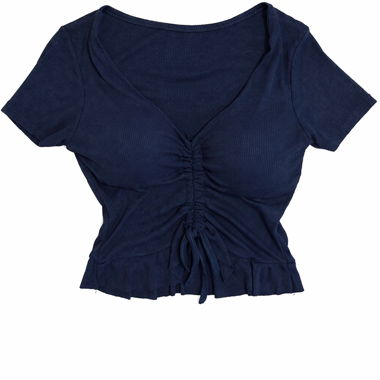 Navy Blue Ruffle Top